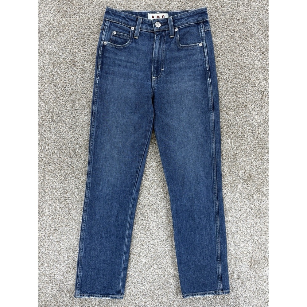AMO The Chloe Crop Jeans Womens 25 Blue Affliction Wash Stretch Denim USA Made